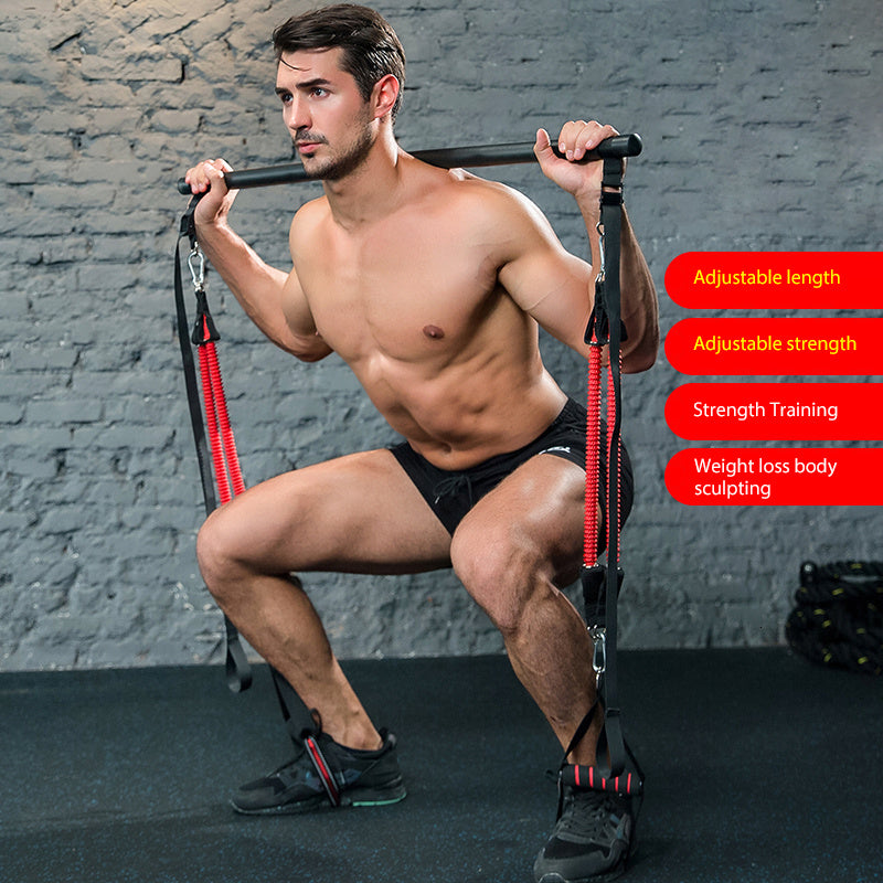 Full Body Workout Training Bar with Resistance Bands