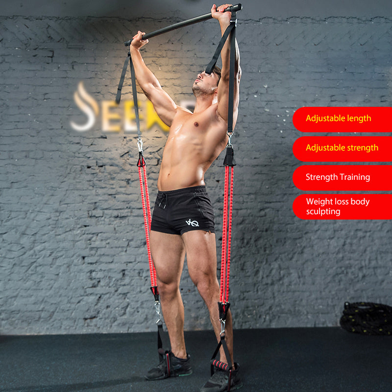 Full Body Workout Training Bar with Resistance Bands