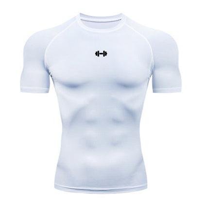 Breathable Tight Short Sleeve Men's Workout T-shirt with Elasticity