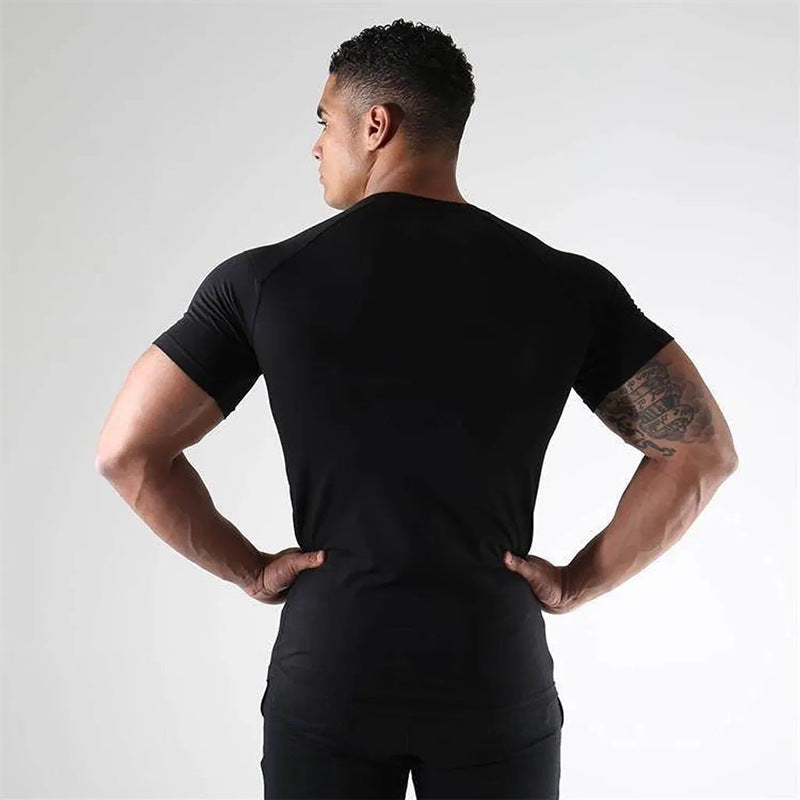 Breathable Tight Short Sleeve Men's Workout T-shirt with Elasticity